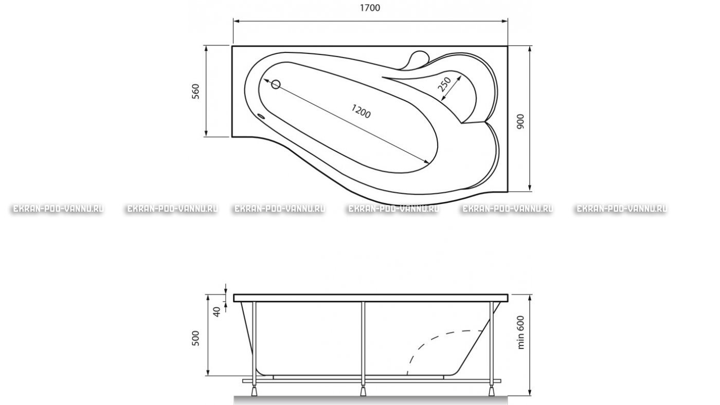 Акриловая ванна Relisan Isabella 170x90x60 – купить по цене 24130 руб. в интернет-магазине в городе Ростов-на-Дону картинка 13