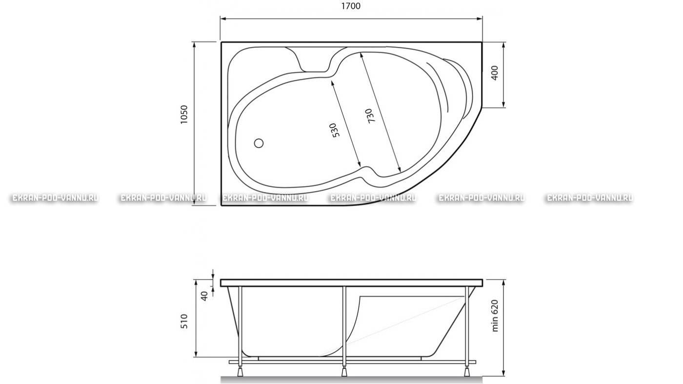 Акриловая ванна Relisan Sofi 170x105 – купить по цене 23480 руб. в интернет-магазине в городе Ростов-на-Дону картинка 13