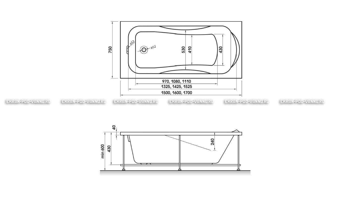 Акриловая ванна Relisan Elvira 160x75 – купить по цене 15940 руб. в интернет-магазине в городе Ростов-на-Дону картинка 10