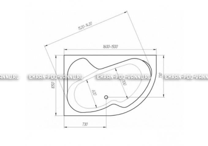 Акриловая ванна 1MarKa Aura 150x105 – купить по цене 16250 руб. в интернет-магазине в городе Ростов-на-Дону картинка 3