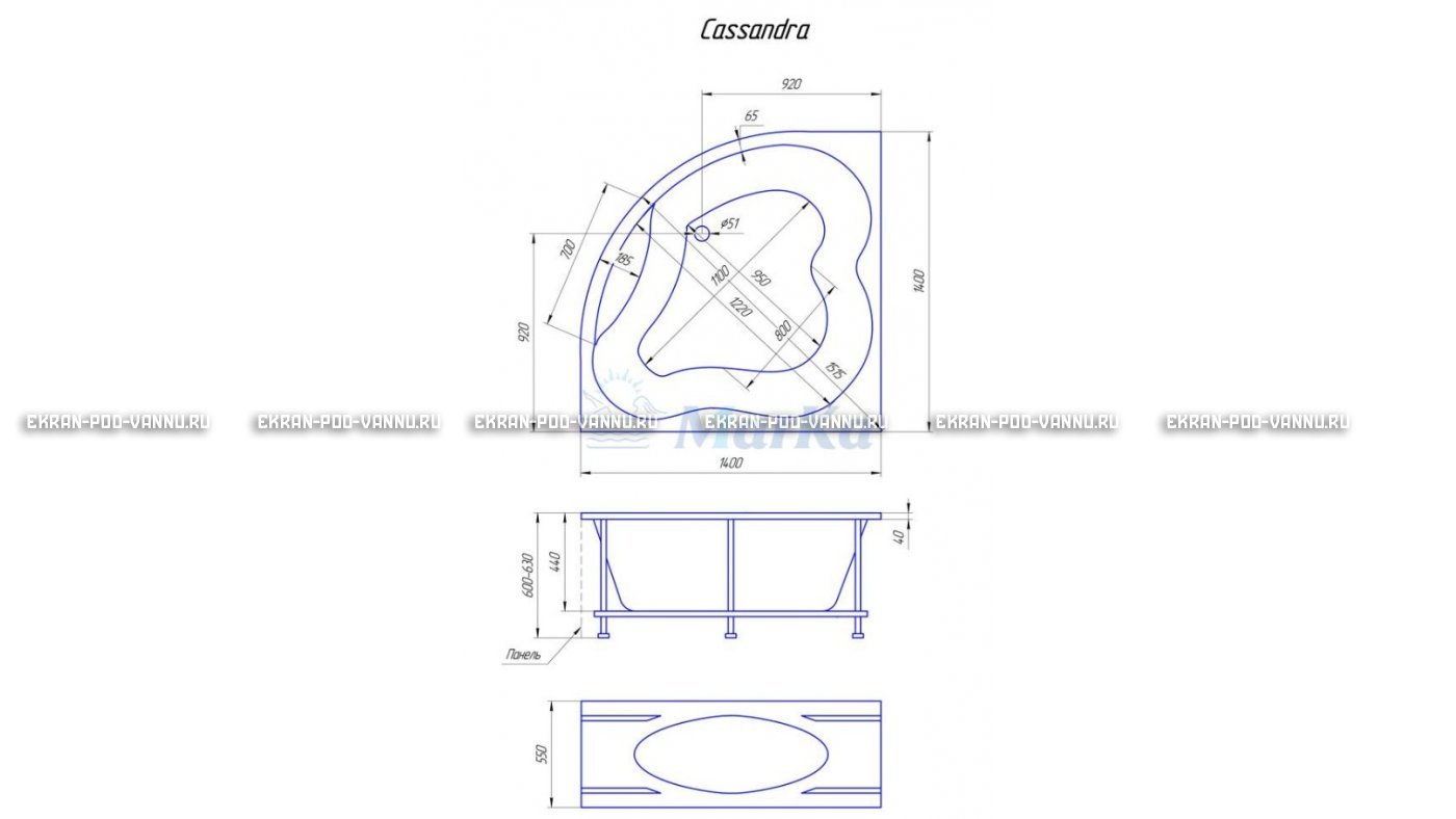 Акриловая ванна 1MarKa Cassandra 140x140 – купить по цене 18620 руб. в интернет-магазине в городе Ростов-на-Дону картинка 19