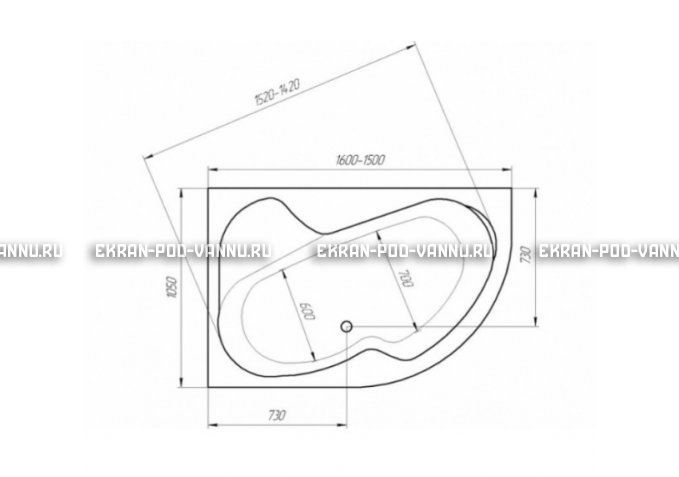 Акриловая ванна 1MarKa Imago 160x105 – купить по цене 16700 руб. в интернет-магазине в городе Ростов-на-Дону картинка 3
