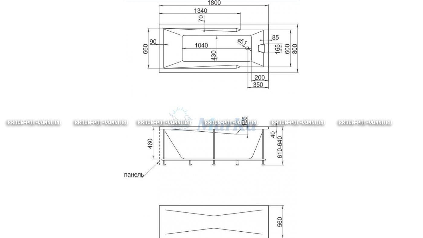Акриловая ванна 1MarKa Raguza 180x80 – купить по цене 17854 руб. в интернет-магазине в городе Ростов-на-Дону картинка 13