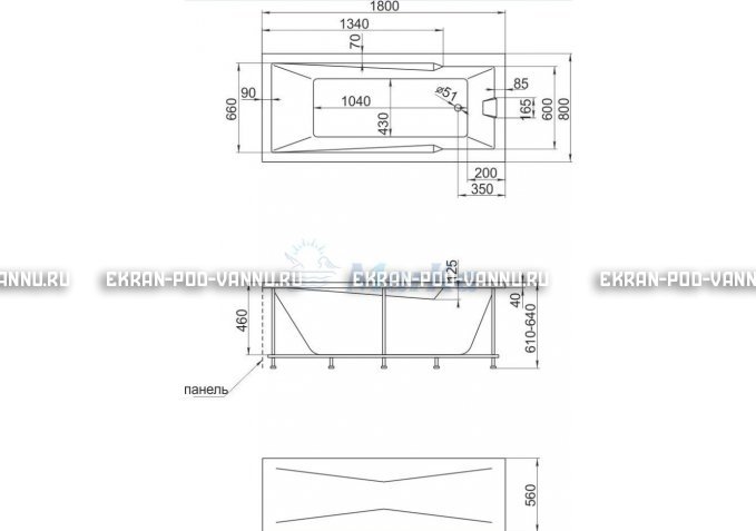 Акриловая ванна 1MarKa Raguza 180x80 – купить по цене 17854 руб. в интернет-магазине в городе Ростов-на-Дону картинка 4