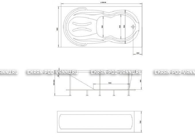 Акриловая ванна 1MarKa Taormina 180x90 – купить по цене 17670 руб. в интернет-магазине в городе Ростов-на-Дону картинка 3