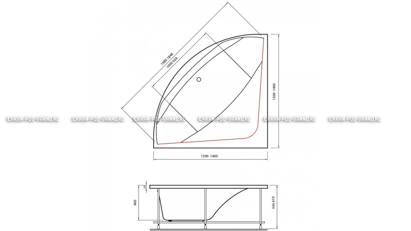 Акриловая ванна Vayer Boomerang 140x140 – купить по цене 53070 руб. в интернет-магазине в городе Ростов-на-Дону картинка 15