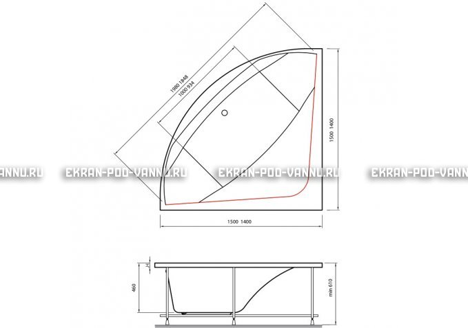 Акриловая ванна Vayer Boomerang 140x140 – купить по цене 53070 руб. в интернет-магазине в городе Ростов-на-Дону картинка 4