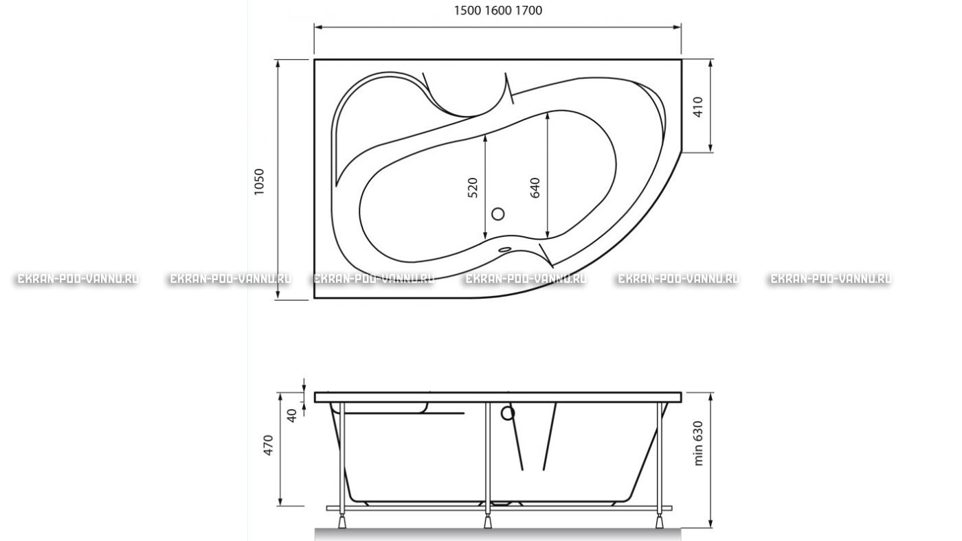 Акриловая ванна Vayer Azalia 170x105 – купить по цене 28800 руб. в интернет-магазине в городе Ростов-на-Дону картинка 16