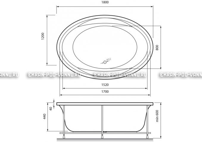 Акриловая ванна Vayer Opal 180x120 – купить по цене 33850 руб. в интернет-магазине в городе Ростов-на-Дону картинка 4