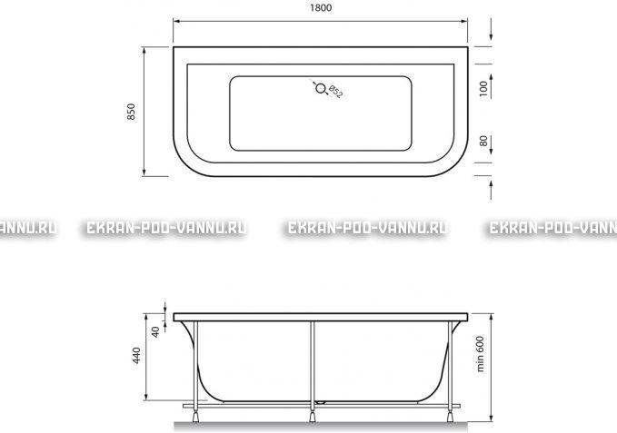 Акриловая ванна Vayer Options BTW 180x85 – купить по цене 25880 руб. в интернет-магазине в городе Ростов-на-Дону картинка 4