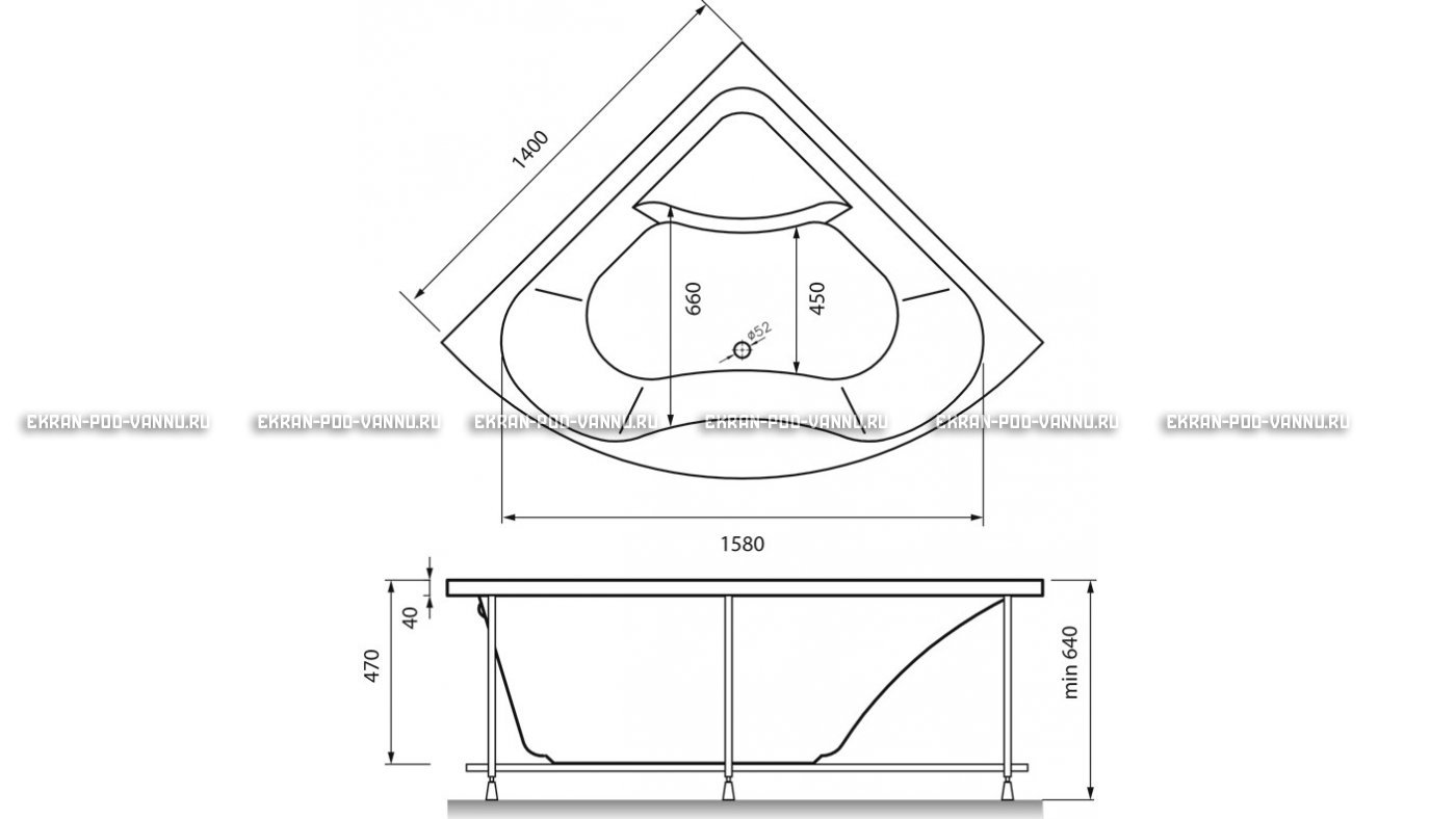 Акриловая ванна Vayer Persefona 140x140 – купить по цене 25230 руб. в интернет-магазине в городе Ростов-на-Дону картинка 15